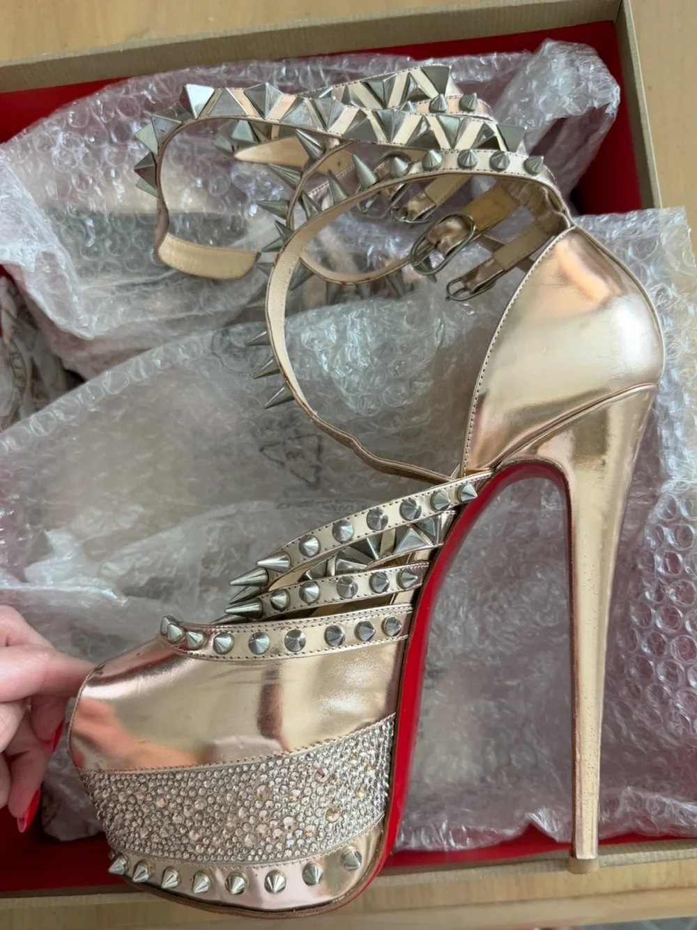 Christian Louboutin 20th Anniversary Limited Edition Isolde Rose Gold Studded